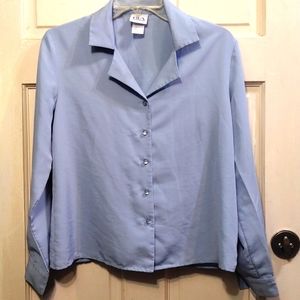 Vintage BFA Classics Women's Button Down Polyester Blouse Periwinkle Size 6P